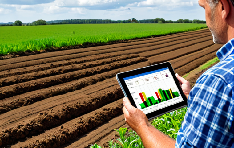 **Image Prompt 1: Real-Time Data Analysis in Agriculture**
- Create an illustration of a farmer using a digital twin technology interface on a tablet, monitoring real-time data about soil conditions and weather on a farm. Include visual elements like graphs and charts representing data analysis.