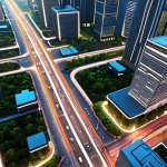 **

A bustling cityscape, viewed from a slightly elevated angle. Overlaying the physical city is a semi-transparent, glowing digital twin – data streams and 3D models highlighting traffic flow, energy grids, and green spaces. Include diverse people interacting within the city. The overall style should be futuristic, yet grounded and realistic. Focus on conveying interconnectedness and data visualization.

**