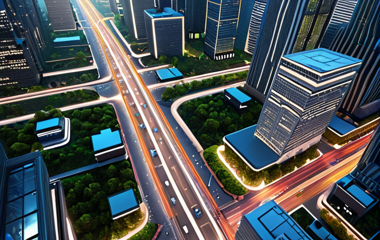 **
A bustling cityscape, viewed from a slightly elevated angle. Overlaying the physical city is a semi-transparent, glowing digital twin – data streams and 3D models highlighting traffic flow, energy grids, and green spaces. Include diverse people interacting within the city. The overall style should be futuristic, yet grounded and realistic. Focus on conveying interconnectedness and data visualization.
**