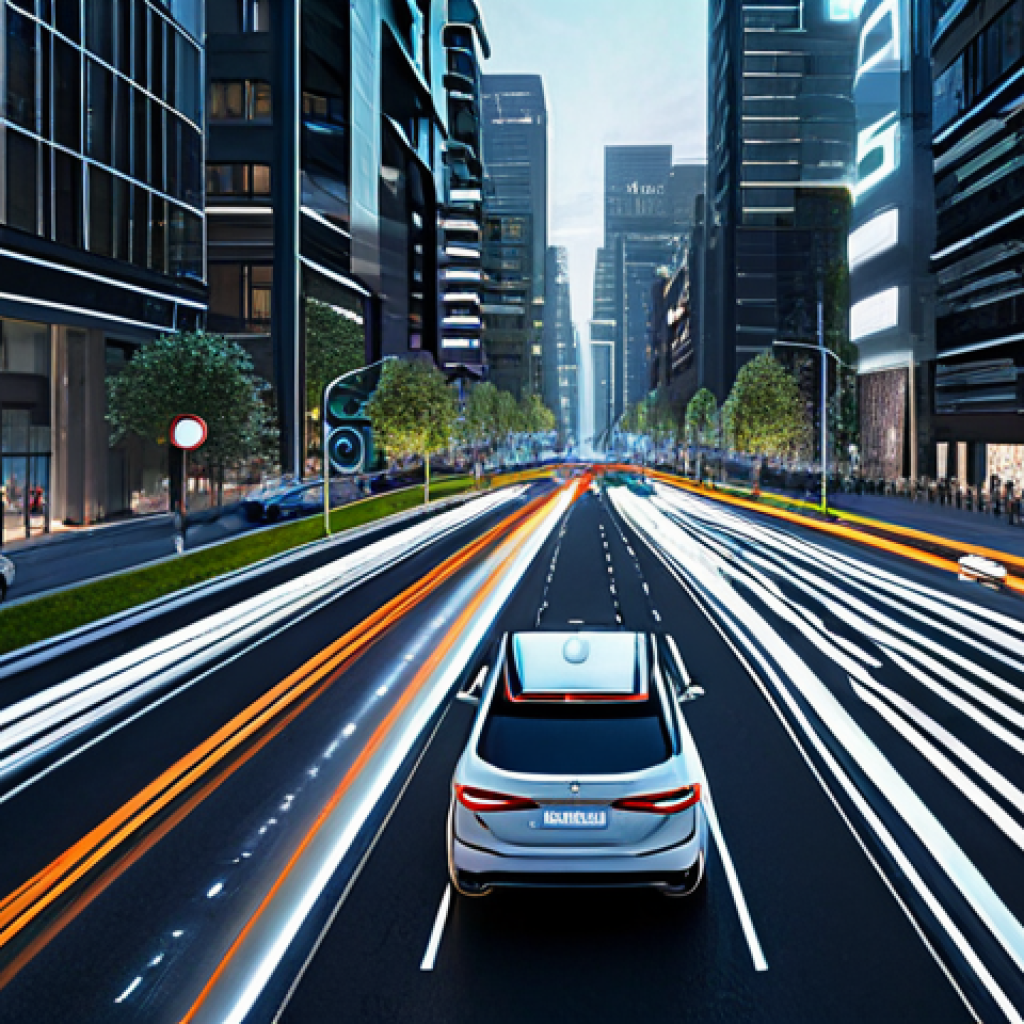 **
"A futuristic cityscape with autonomous vehicles seamlessly navigating traffic, a digital twin overlay showing data visualizations of traffic flow and vehicle performance, professional rendering, safe for work, appropriate content, fully clothed, professional, perfect anatomy, natural proportions, modern architecture, clean lines, dynamic lighting, demonstrating efficiency and safety, 5G connectivity, modest."
**