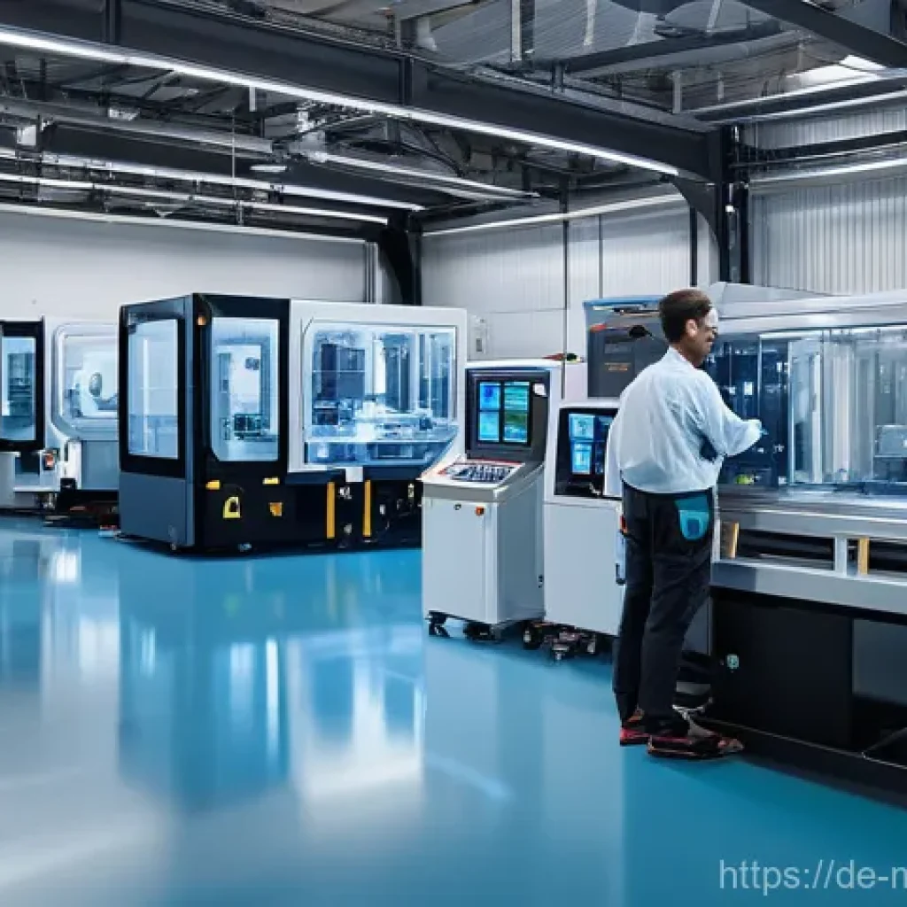 디지털 트윈의 발전 방향 및 향후 과제 - **Prompt:** A state-of-the-art manufacturing facility with automated robotic arms performing precisi...