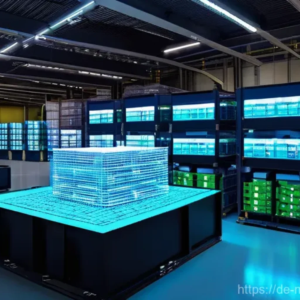 디지털 트윈이 바꾸는 물류 관리 - **Prompt 1: Real-time Warehouse Digital Twin**
"A clean, modern, high-tech logistics warehouse i...