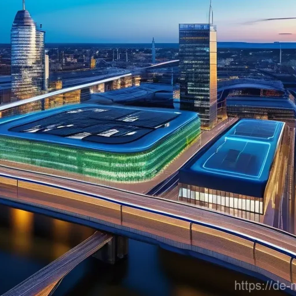 스마트 시티에서의 디지털 트윈 활용 방안 - **A highly detailed, futuristic control center in Hamburg's HafenCity, showcasing a vibrant 3D digit...