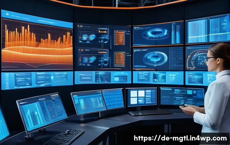 산업 4 0 시대의 디지털 트윈 역할 - A highly detailed industrial factory control room showcasing digital twin technology in action, with...