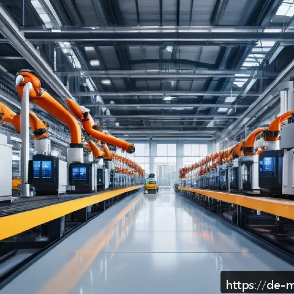 디지털 트윈의 고객 사례 연구 - A highly detailed industrial factory scene in Germany showcasing advanced digital twin technology at...
