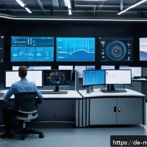 Home 17 디지털 트윈을 통한 실시간 데이터 분석 - A highly detailed industrial control room featuring large digital twin interfaces displayed on trans...